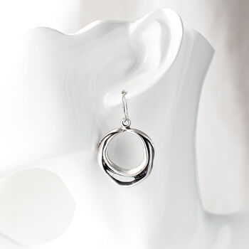 Silver Plated Large Round Dangle Earrings, 4 of 7