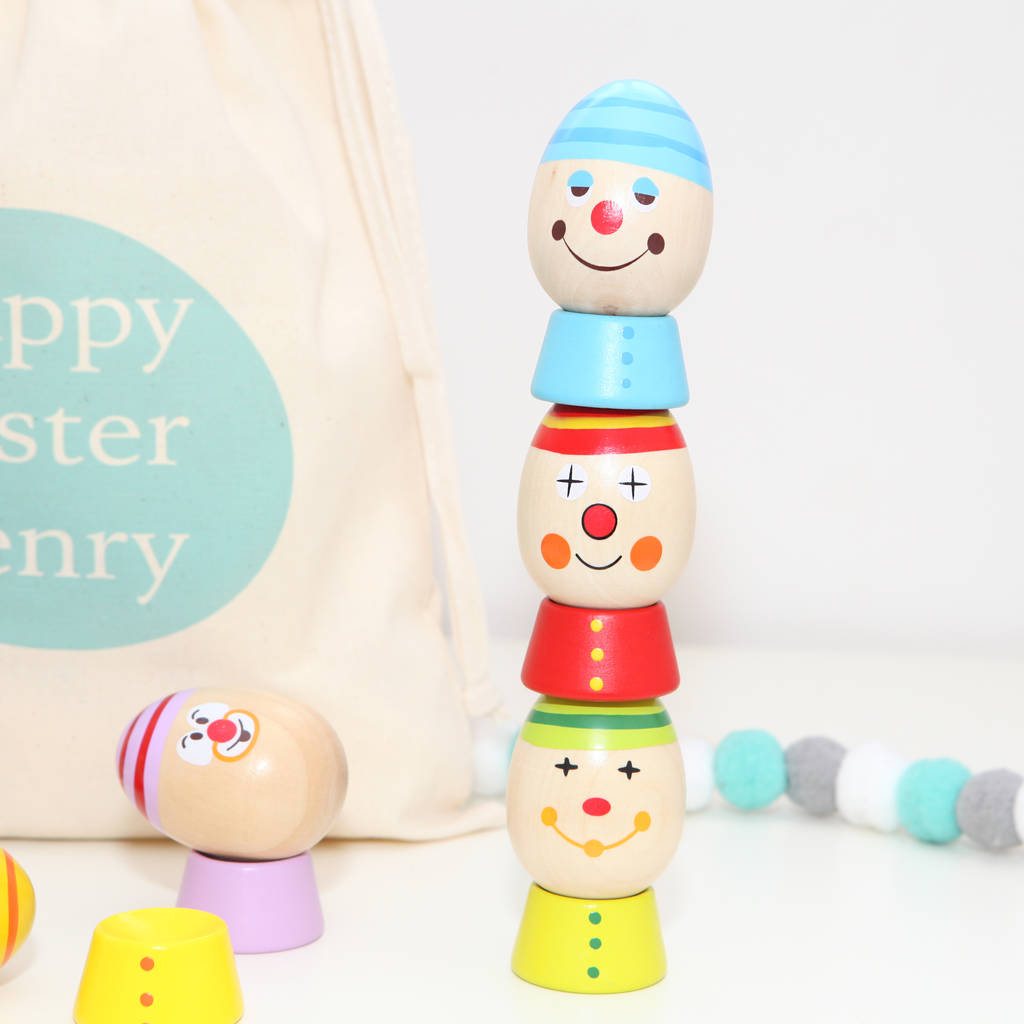 Wooden Stacking Egg Game And Personalised Bag By Red Berry Apple
