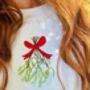 Mistletoe Embroidered Christmas Sweatshirt, thumbnail 3 of 5