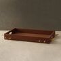 Rectangular Brown Leather Tray With Brass Rods, thumbnail 1 of 2