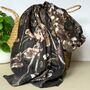 Black Abstract Floral And Vine Print Scarf, thumbnail 1 of 2