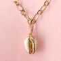 Cowry Shell Charm Pendent Gold Plated Chain Necklace, thumbnail 2 of 5