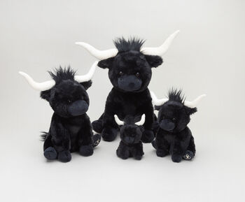 Mini Black Longhorn Cow Soft Toy With Pop Up Gift Box, 8 of 9