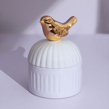 G Decor Serenity Bird Scented Jasmine Soy Ceramic Jar, 3 of 4