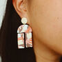 Dusty Pink Terrazzo Clay Statement Arch Earrings, thumbnail 3 of 4