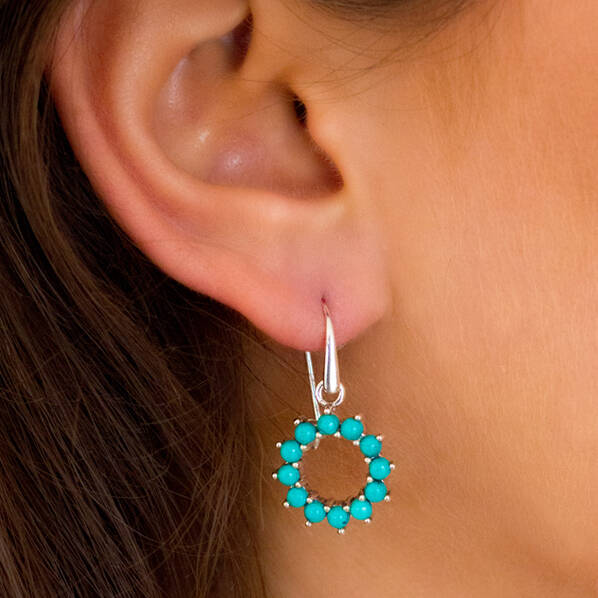 Halo Radiance Turquoise Drop Earrings Silver, 1 of 12