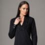 Katiana Black Frill Neckline Cotton Jersey Shirt, thumbnail 3 of 4