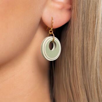 Green And Cream Circular Earrings, 2 of 8