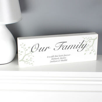 Personalised Family Tree Branches Wooden Block Sign, 4 of 7