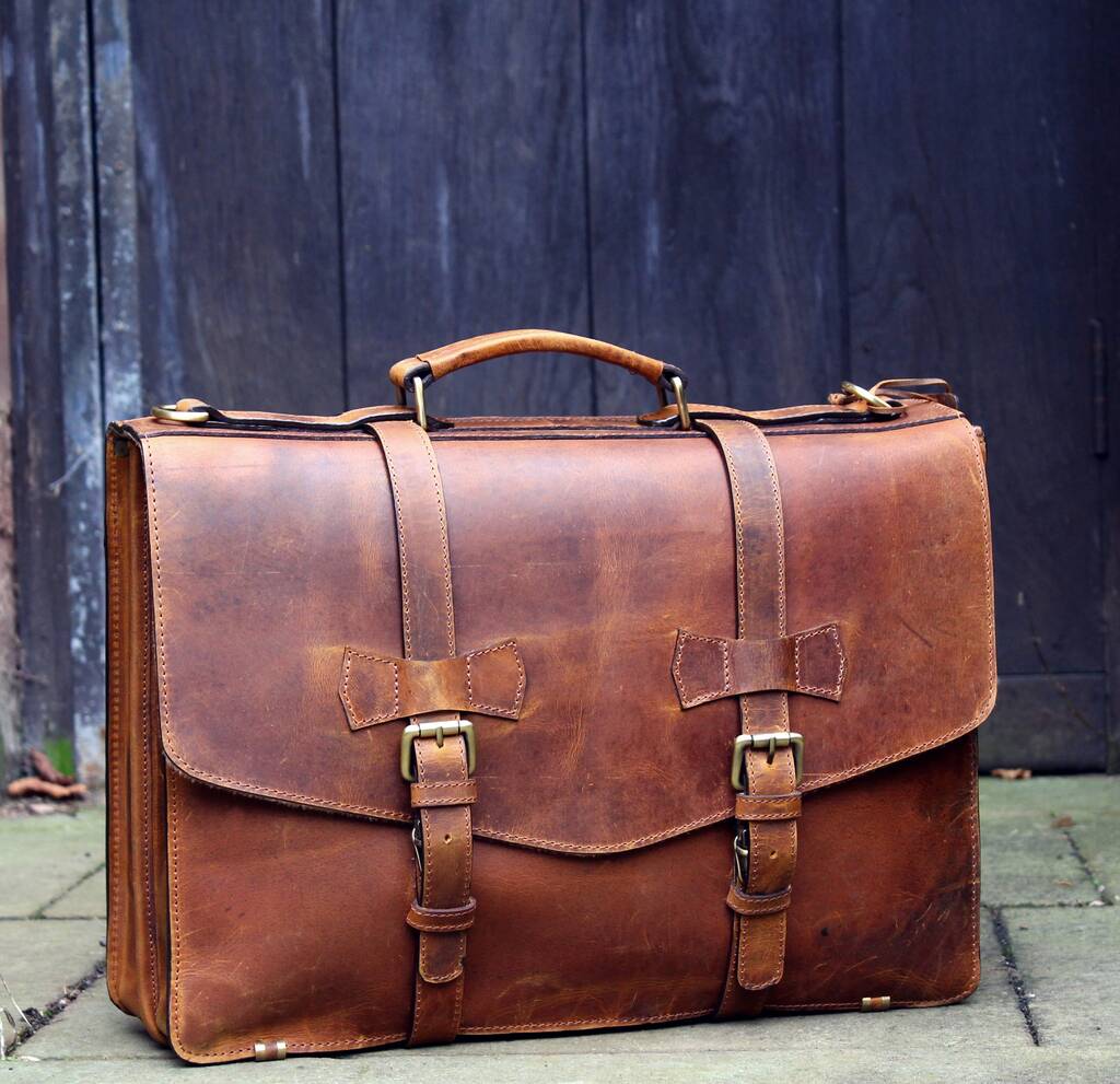 Personalised Handmade Leather Briefcase / Gift For Him, 1 of 11