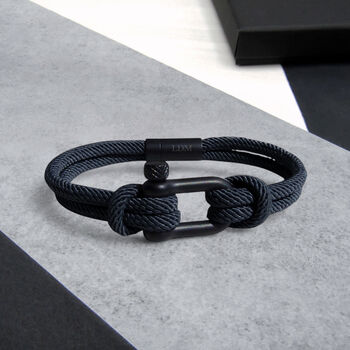 Personalised Men's Nautical Shackle And Rope Bracelet, 9 of 12