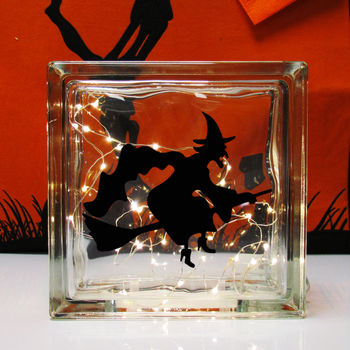 Halloween Witch Light Up Glass Block, 2 of 5