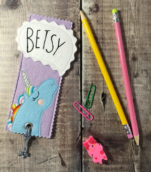 Personalised Happy Unicorn Name Bookmark For Children, 2 of 7