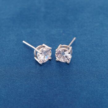 Silver Single Cz Stone Stud Earrings, 925 Sterling Silver, 6 of 8