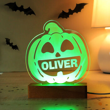 Personalised Pumpkin Wooden LED Light, 7 of 8