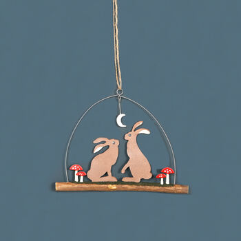 Moonlight Hare And Toadstool Hanging Decoration, 2 of 2