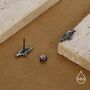 Crow Stud Earrings In Sterling Silver With Black Rhodium Coating, thumbnail 5 of 11