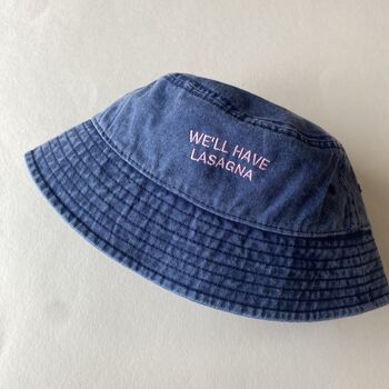 Personalised Slogan Vintage Denim Bucket Hat, 8 of 12