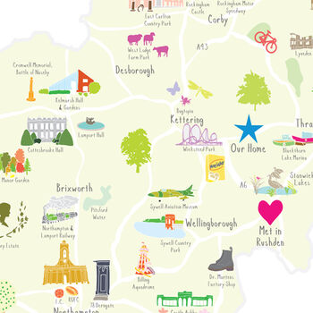 Personalised Northamptonshire Map: Add Favourite Places, 3 of 3