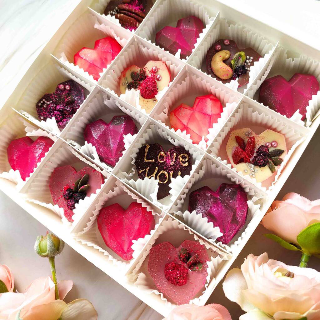Vegan Chocolate Hearts, Personalised Artisan Gift Box, 1 of 9