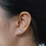 Little Flower Earring Studs In Sterling Silver, thumbnail 4 of 5