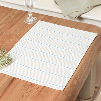 Set Of Four Millstone Heart Blue Cotton Placemats, 3 of 9