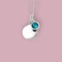 Genuine Blue Topaz Cz Necklace In Sterling Silver, thumbnail 3 of 12