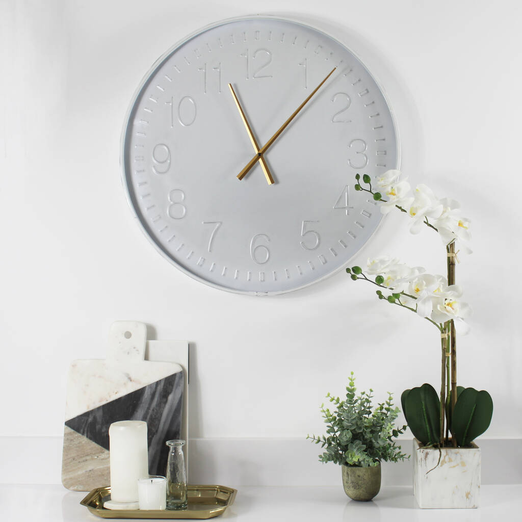 White And Gold Large Wall Clock By Lime Tree London