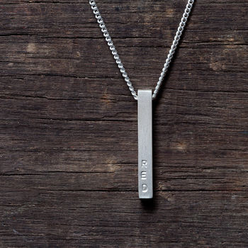Vertical Silver Bar Personalised Necklace, 2 of 4