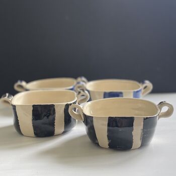 Handmade Stripy Stoneware Dish For Serving Or Baking, 2 of 12