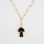 Mushroom Gemstone Pendant Long Link Chain Necklace, thumbnail 4 of 5