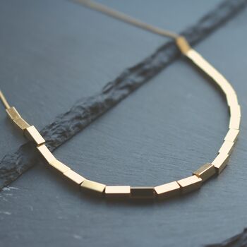 Cube Choker Necklace 18k Gold Plated Titanium Steel, 4 of 7