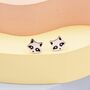 Cute Racoon Stud Earrings In Sterling Silver, thumbnail 2 of 12