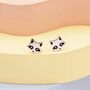 Cute Racoon Stud Earrings In Sterling Silver, thumbnail 2 of 11