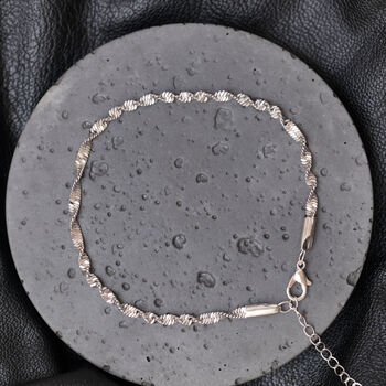Delicate Twisted Silver Plated Spiral Chain Bracelet, 2 of 4