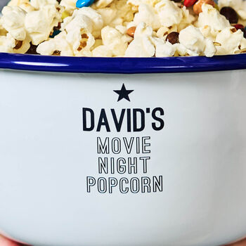 Personalised Enamel Popcorn Bowl For Him, 2 of 4