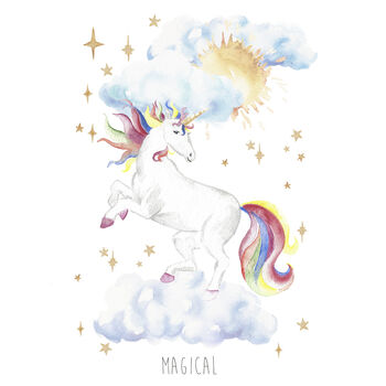 Personalised Magical Unicorn Art Print, 4 of 5