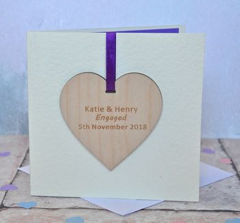 Personalised Engaged Wooden Decoration Card, 2 of 2