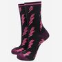 Women's Lightning Bolt Glitter Bamboo Socks Pink, thumbnail 2 of 3