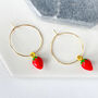 Summer Strawberry Charm Hoop Earrings, thumbnail 2 of 2