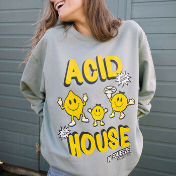 Acid House Unisex Festival Sweatshirt In Dusty Green, 3 of 3