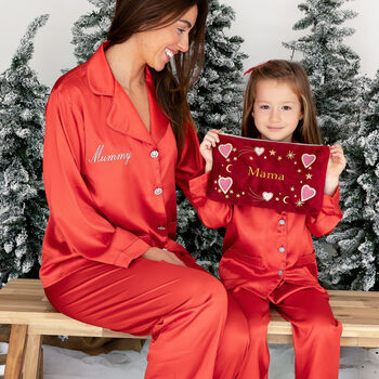 Personalised Embroidered Red Velvet Make Up Bag Accessories Pouch, 3 of 8