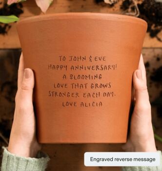 25th Silver Wedding Anniversary Terracotta Heart Flower Pot, 4 of 6