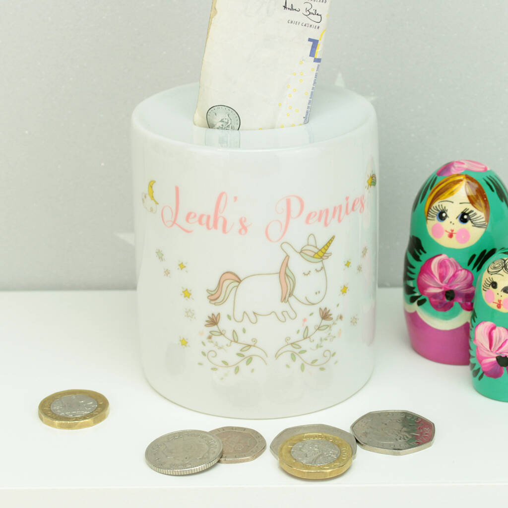 Personalised Unicorn Children's Ceramic Money Box By ...