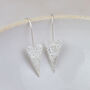 Sterling Silver Textured Long Heart Earrings, thumbnail 1 of 5