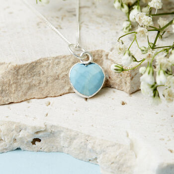 Healing Turquoise Heart Gemstone Silver Necklace, 3 of 10