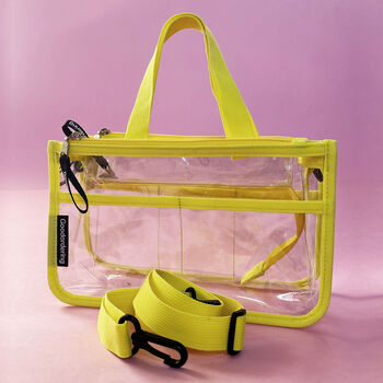 Clear Bag Organiser Neon Yellow Stadium Cross Body Bag, 3 of 8