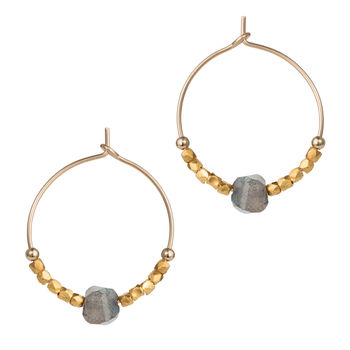 14ct Gold Filled And Vermeil Labradorite Hoops, 2 of 11