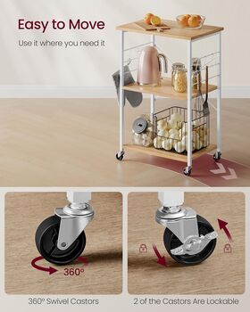 Kitchen Trolley Shelf Rolling Microwave Stand, 4 of 6