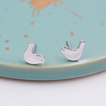 Little Dove Bird Stud Earrings In Sterling Silver, 2 of 12